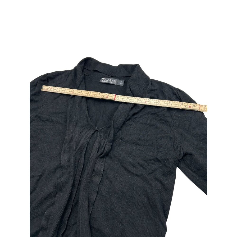 7th Avenue Design Studio Black Lightweight Long-Sleeve Open Cardigan Sweater Wit - Picture 6 of 10
